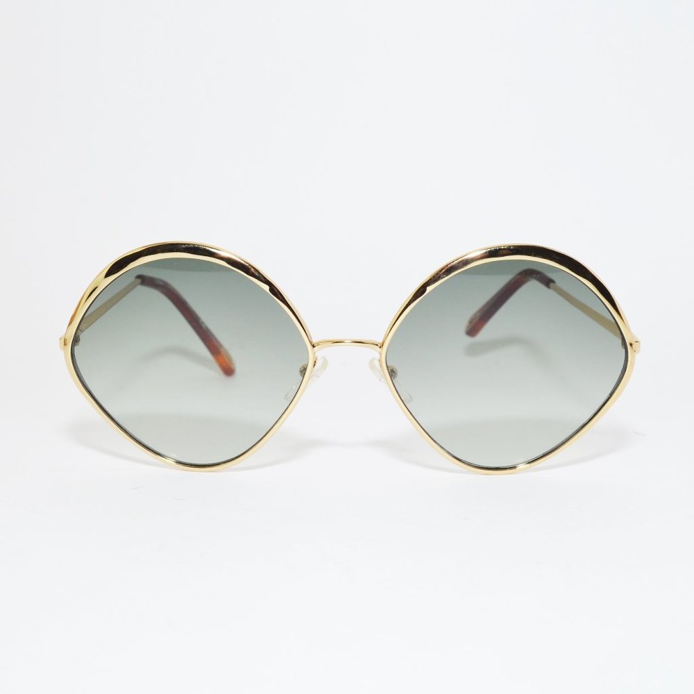 Chloe Green Abstract Aviator Sunglasses